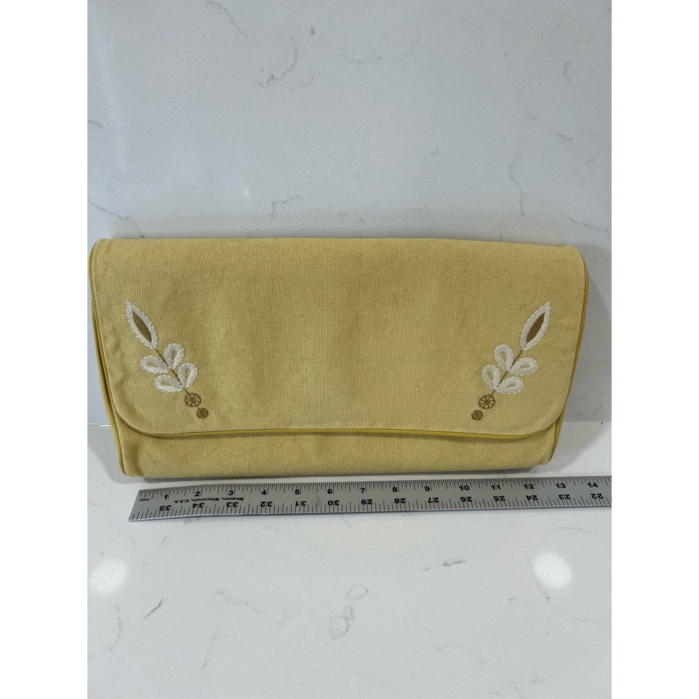 Serena and Lily Large Yellow Canvas Embroidered Diaper Holder Or Clutch New 8x13 - Picture 2 of 10